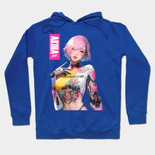 AKIBA DRIP - Bio Cybernetic Anime Waifu ワイフ 001 High LVL Net Terminal Gene Carrier Girl | FUTURISTIC CYBER ANIME GIRL Hoodie